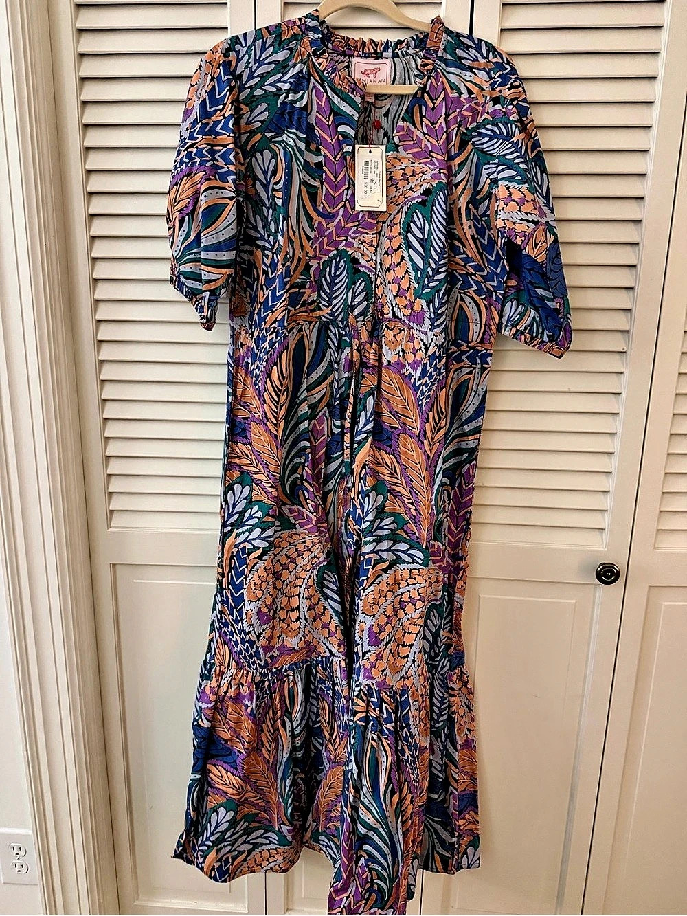 BANJANAN Amara Dress Maxi Abstract Print Dress Size Medium NWT